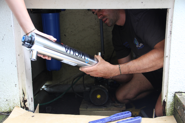 UV water filter installation