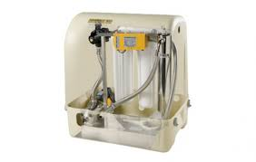 Male water filter plumber raising hands to stop hazardous things in water filter system in house