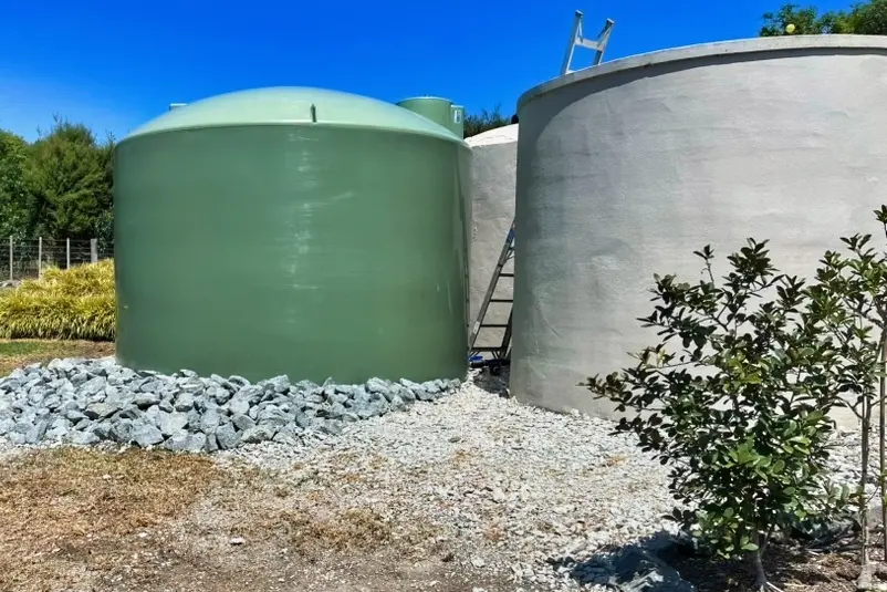 Completed rainwater tank installation at a Warkworth property