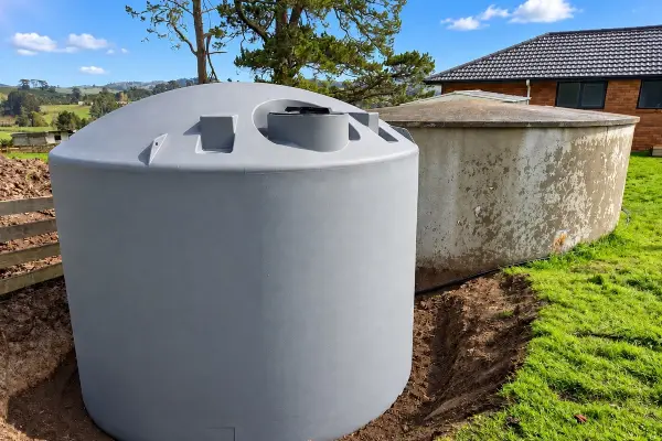 Second water tank installed to provide additional water storage for an existing rainwater system