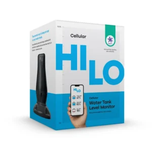 HiLo 4G Cellular Water Tank Monitor box with radar sensor and HiLo app