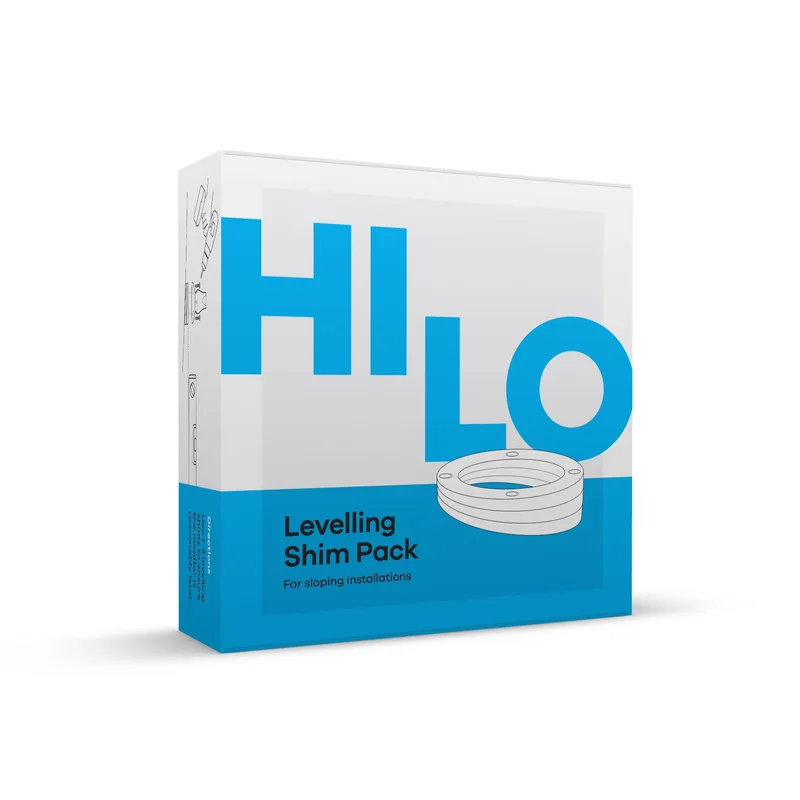 HiLo levelling shim pack box for sloping tank monitor installations