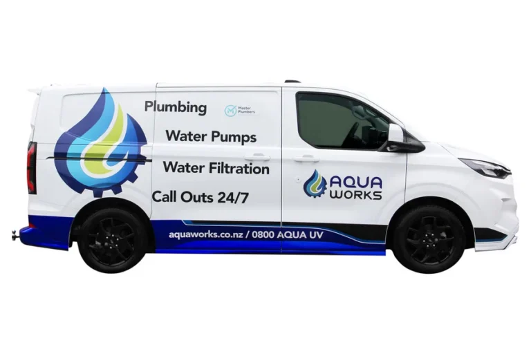 Aqua Works service van for plumbing, water pumps, water filtration and 24/7 call-outs