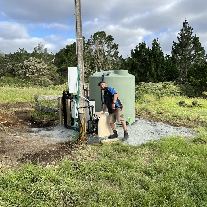 Aqua Works plumber with the new Kinetico water softener and tank installation