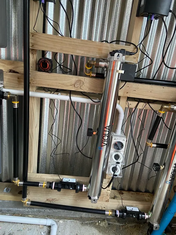 Two VIQUA UV systems side by side in a commercial water plant