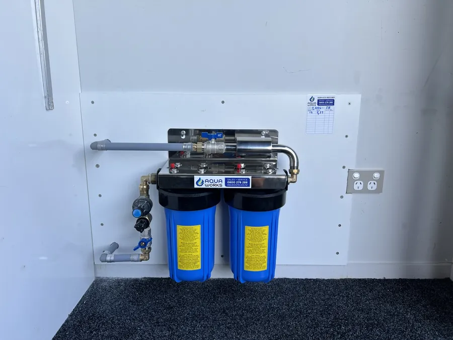 Whole house ioniser system on the town water supply in an Algies Bay garage